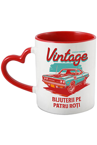 StoryGift Romania Cana Masina Vintige Bijuterie Pe Patru Roti Motor, 330ml, C...