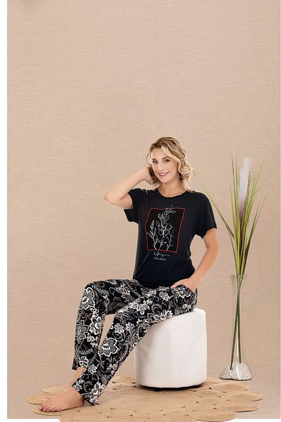 Lady Lingerie Set pijamale cu mânecă scurtă cu imprimeu floral pentru femei
