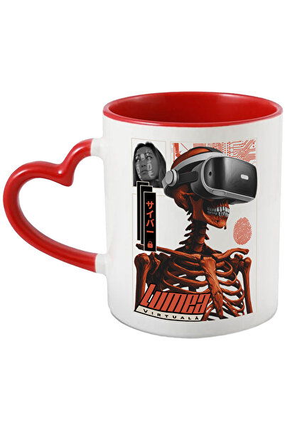 StoryGift Romania Cana Schelete Cu Ochelarii Vr Joc Video Lumea Virtuala, 330ml, Ceramica Cu Maner, Cu ,stg