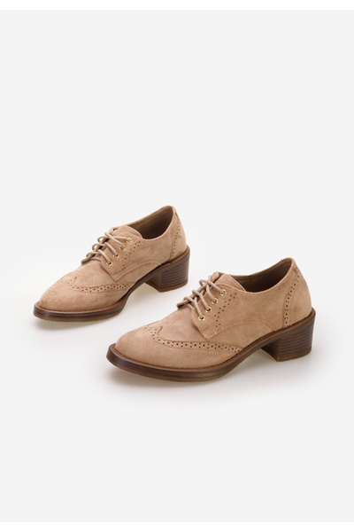 B T Shoes Slick Khaki Lace-Up Heeled Shoes