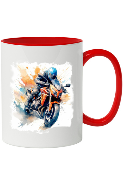 StoryGift Romania Cana Cu Motocicleta, Watercolor, Casca, Echipament, Multico...
