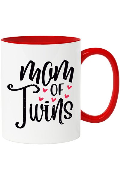 StoryGift Romania Heart mug for mothers of twins - maternal love affection with Ro handle, Cu