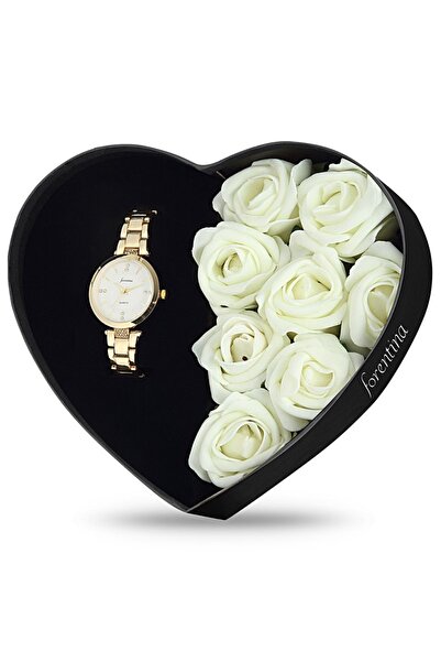 Forentina Beyaz Yapay Güllü Kutuda Metal Kol Saati - Ps178100tr