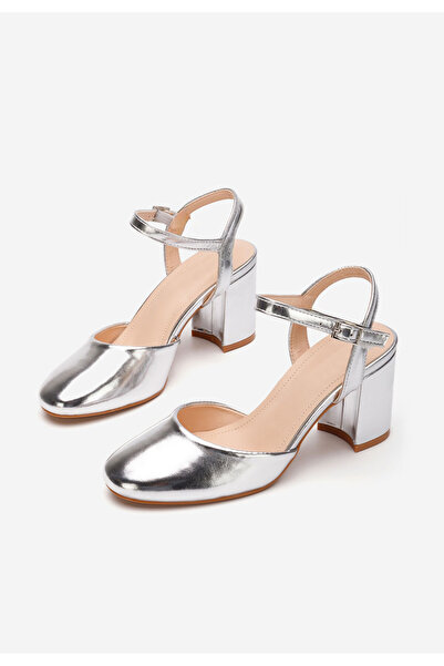 B T Shoes Stribrné lodičky s otevřenou pätou Asmita