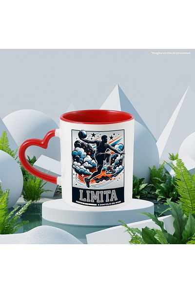 StoryGift Romania Mug Man playing basketball motivational text THE LIMIT IS BEYOND THE CLOUDS, 330ml, Ceramics, Cu, STG.