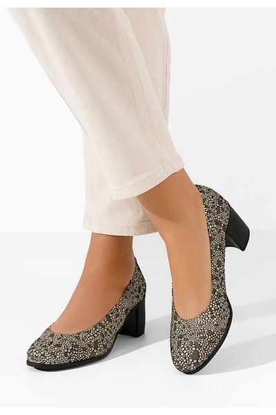 B T Shoes Pantofi Cu Toc Gros Piele Dalida V4 Multicolori