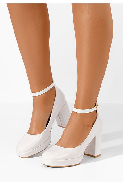 B T Shoes White Isperta Chunky Heel Shoes