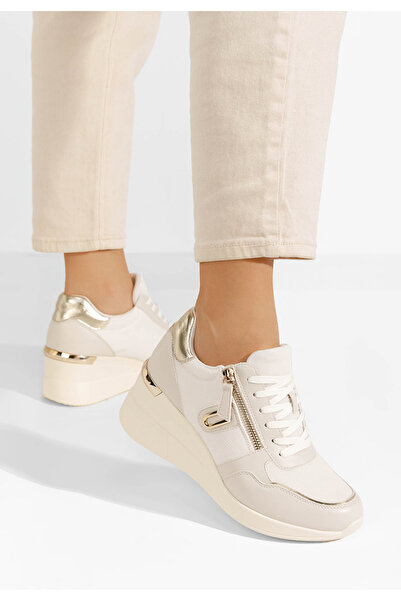 B T Shoes Béžové dámské tenisky na klínku Ilioana