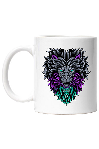 StoryGift Romania Cana Cu Cap De Leu, Coama, Animal, Abstract, Ilustratie, Mu...