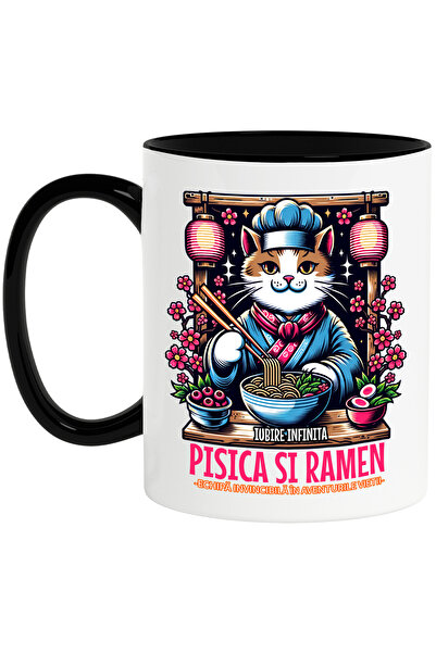 StoryGift Romania Cana Pisica Si Ramen-echipă Invincibilă, 330ml, Ceramica Cu...