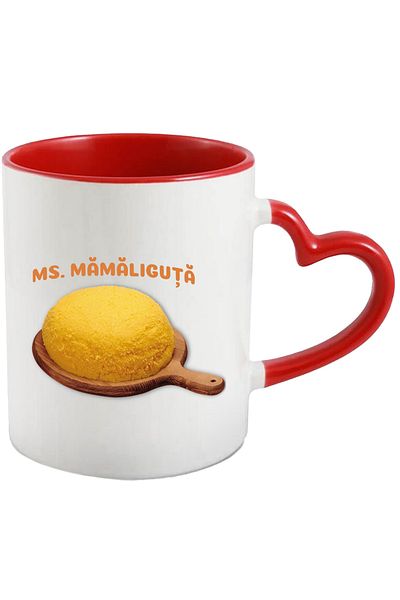 StoryGift Romania Cana Ms. Mamaliguta, Mancare Traditionala, Romania, 330ml, Ceramica Cu Maner Ini, Cu ,stg