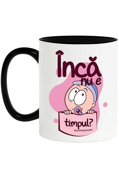 StoryGift Romania Mug It's not time yet_ #I'm pregnant mother family, 330ml, Ceramic with Handle, With