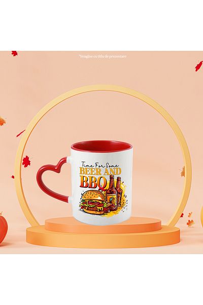 StoryGift Romania Mug with the message "Time for some beer and BBQ", cooking, illustration, kitchen, beer, With ,STG.