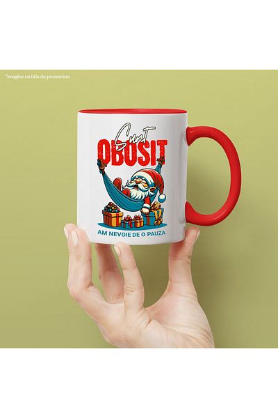 StoryGift Romania Mug with Sleepy Santa Claus in Hammock with Colorful Gifts Text I'm Tired, Wax, With,STG