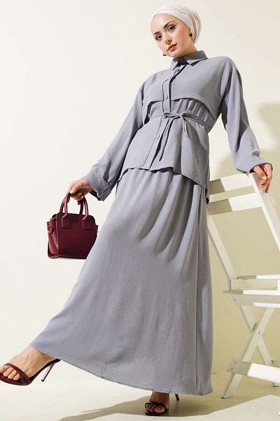 modasindoma Women's Piece Detailed Ayrobin Suit with Belt