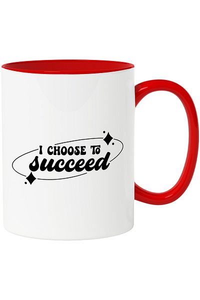 StoryGift Romania Mug with the text "I choose to succeed" - I choose to succeed with Red Handle, With Red Handle S