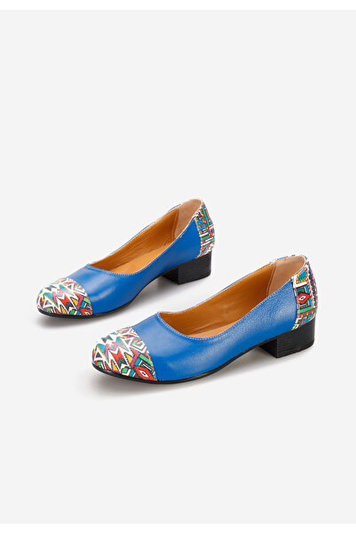 B T Shoes Modré kožené lodičky Romina