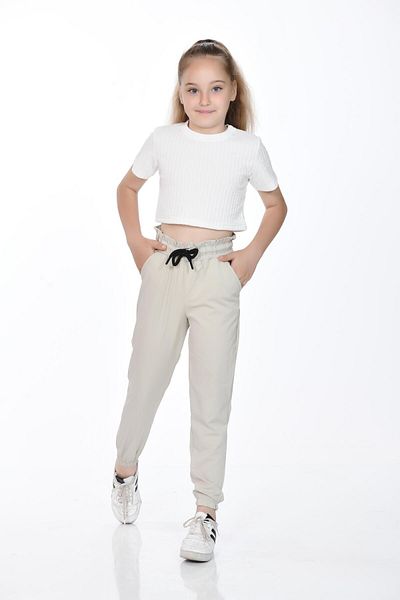 Kamex Girl's Elastic Waist Pocket Burgaz Trousers