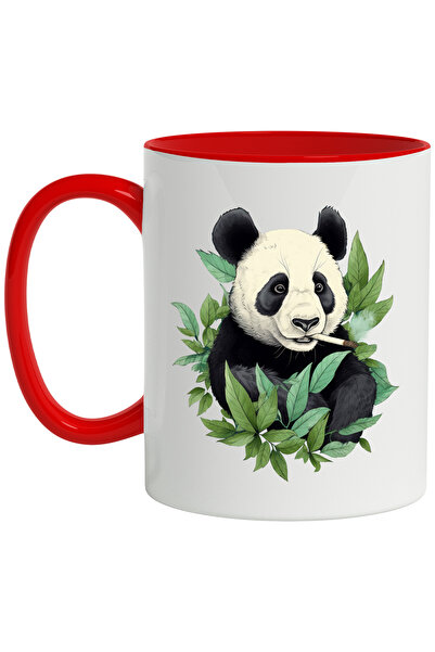 StoryGift Romania Cana Cu Urs Panda, Frunze, Fum, Tigara, Natura, Animal, Mul...