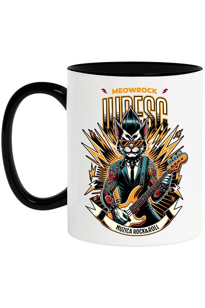 StoryGift Romania ROCK AND ROLL CAT CUP I LOVE MUSIC, CAT LOVERS PARTY, 330ml, C, Cu