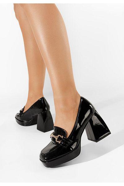 B T Shoes Pantofi Cu Toc Lacuiti Negri Ina V2