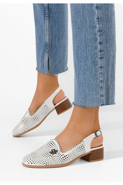 B T Shoes Catrivana White Low Heel Shoes
