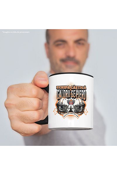 StoryGift Romania Team wins, calories are lost mug, American football, 330ml, Ceramic with Handle, With