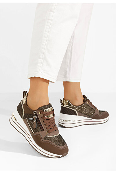 B T Shoes Hnědé dámské tenisky na klínku Orpha