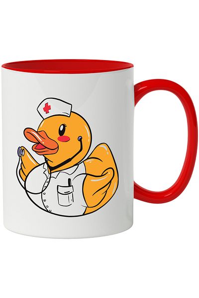 StoryGift Romania Rubber Duck Mug, Nurse, Costume, Stethoscope, Multicolor 330 ml, Ceramic, With