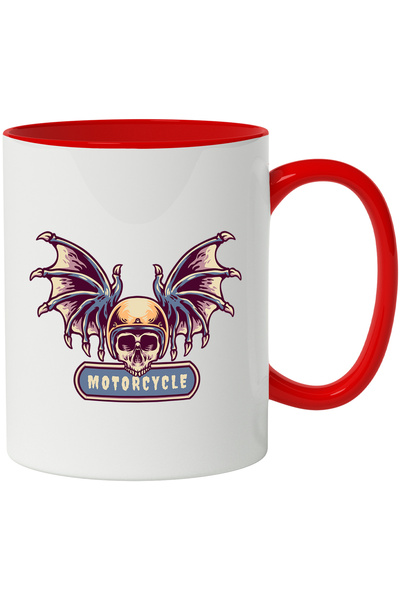 StoryGift Romania Cana Cu Motorcycle, Craniu, Dinti, Aripi, Liliac, Casca, Mu...