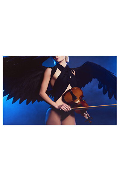 StoryGift Romania Tablou Canvas Inaltanduse In Intuneric Femeie Sexy Cu Aripile Intunecate Ale Unui Inger Negru,