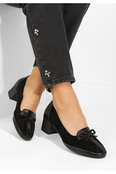B T Shoes Pantofi Cu Toc Gros Doloris Negri