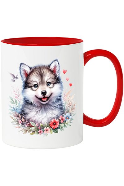 StoryGift Romania Mug with a wolf cub in nature | illustration | happiness | freedom | playful | v, With