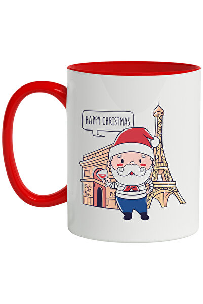 StoryGift Romania Cana Cu Mesaj In Engleza Happy Christmas, Paris, Mos Craciun, Vin, Multicolor 33, Cu ,stg