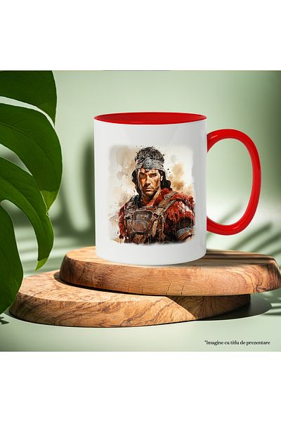 StoryGift Romania Mug With Man, Fighter, Ancient Rome, Blood, Armor, Multicolor 330 ml, Ceramic, With ,STG.
