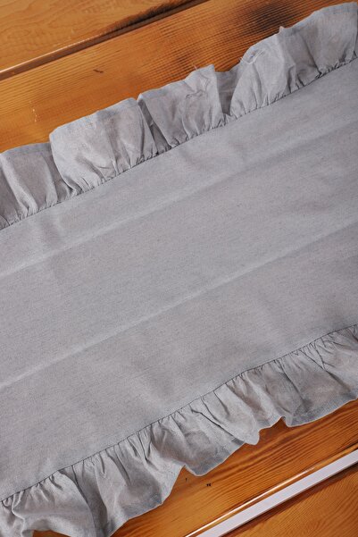 ÇIQRIK HOME Çiqrik Home Natural Frilly Vintage Gray Runner 40X110 cm