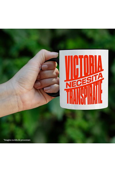 StoryGift Romania Mug Motivational Message Sport Text Victory Requires Sweating, 330ml, Ceramics, With ,STG