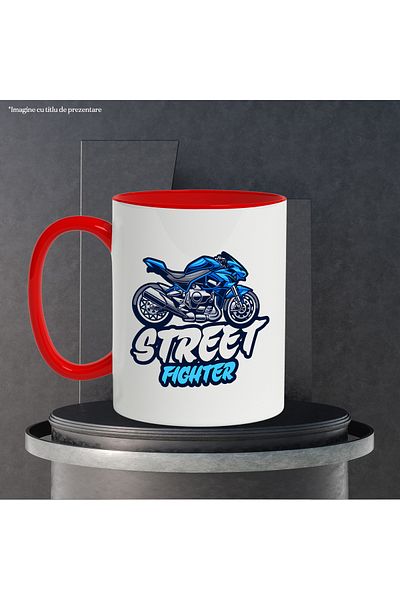 StoryGift Romania Mug With Message In English Street Fighter, Motorcycle, Sport, Multicolor 330 ml, , With ,STG