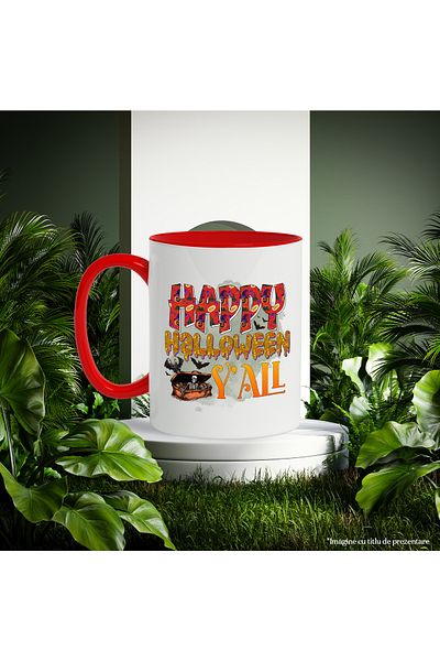 StoryGift Romania Cana Cu Mesajul "happy Halloween Y'all", Ilustratie, Halloween Fericit Tuturor, , Cu ,stg