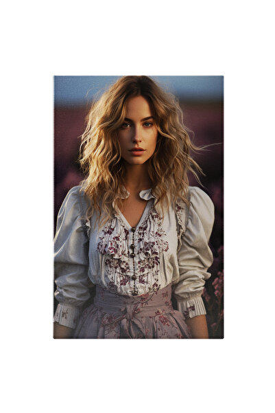 StoryGift Romania Tablou Canvas: Femeie Draguta Pe Un Camp Cu Flori - Camasa ...