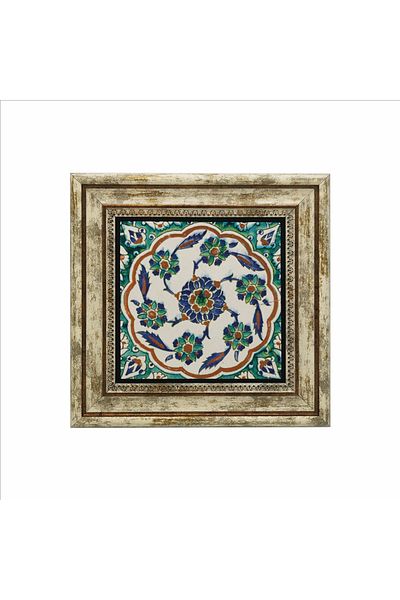 Sadrazam Ottoman Tile Pattern (Christ Mehmet Pasha Mosque) Printed Natural Stone Painting (25 X 25 Kd-18)