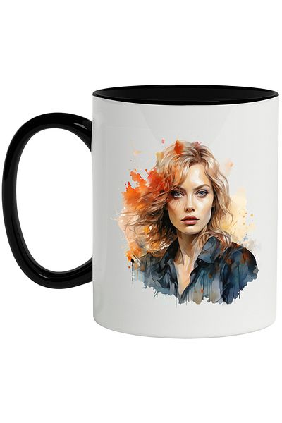 StoryGift Romania Mug With Margot Robbie, Famous Actress, Film, Hollywood, Multicolor 330 ml, Wax, With