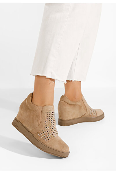 B T Shoes Béžové dámské tenisky na platformě Inga