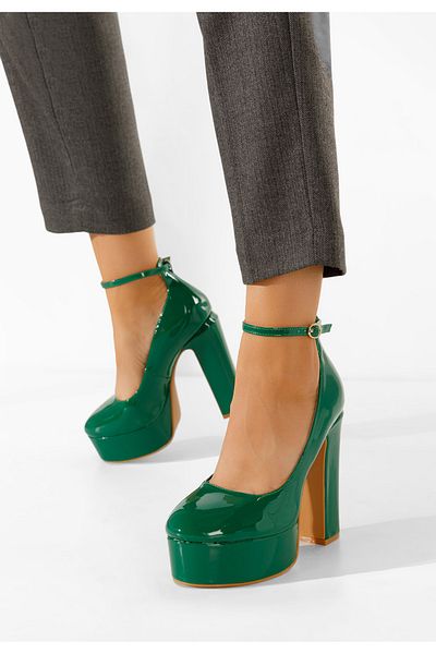 B T Shoes Pantofi Cu Toc Gros Si Platforma Matea V3 Verzi
