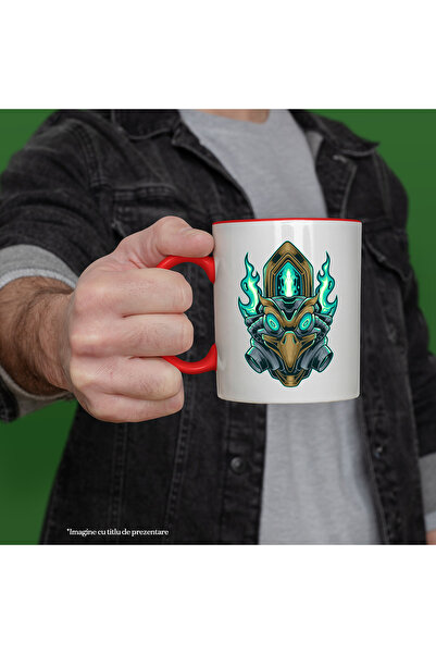 StoryGift Romania Mug With Bird, Mechanic, Robot, Cyberpunk, SF, Flame, Multicolor 330 ml, Ceram, With ,STG