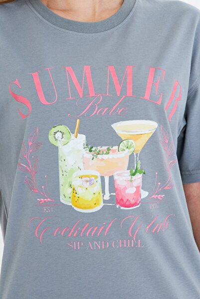 The Champ Clothing Καλοκαιρινό εμπριμέ 100% σχέδιο γυναικείο μπλουζάκι