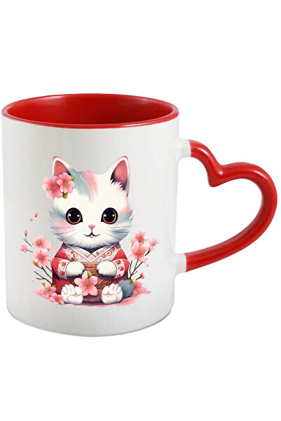 StoryGift Romania Cana Cu O Pisicuta In Vestimentatie Traditionala Din Japonia | Ilustratie Flori , Cu ,stg