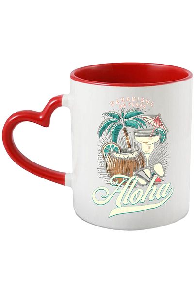StoryGift Romania Cana Paradisul Pe Plaja Nuca De Cocos Cocktail Aloha , 330ml, Ceramica Cu Maner , Cu ,stg