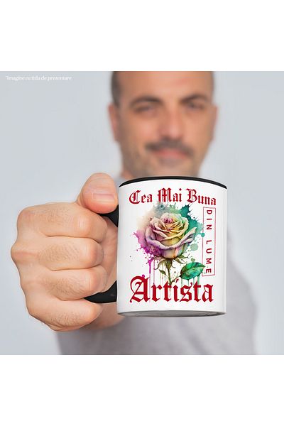 StoryGift Romania Mug With The Text The Best Artist, In The World, Flower, Colorful Rose, Waterc, With,STG