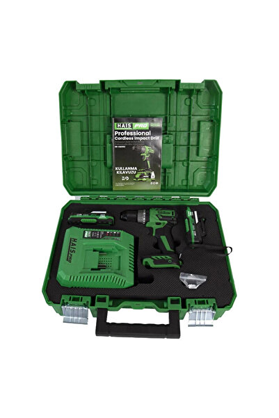 Hais Kömürsüz Çift Akülü Darbeli Akülü Vidalama Li-ion Batarya 21 V Çift Vitesli Led Işıklı Metal Mandren